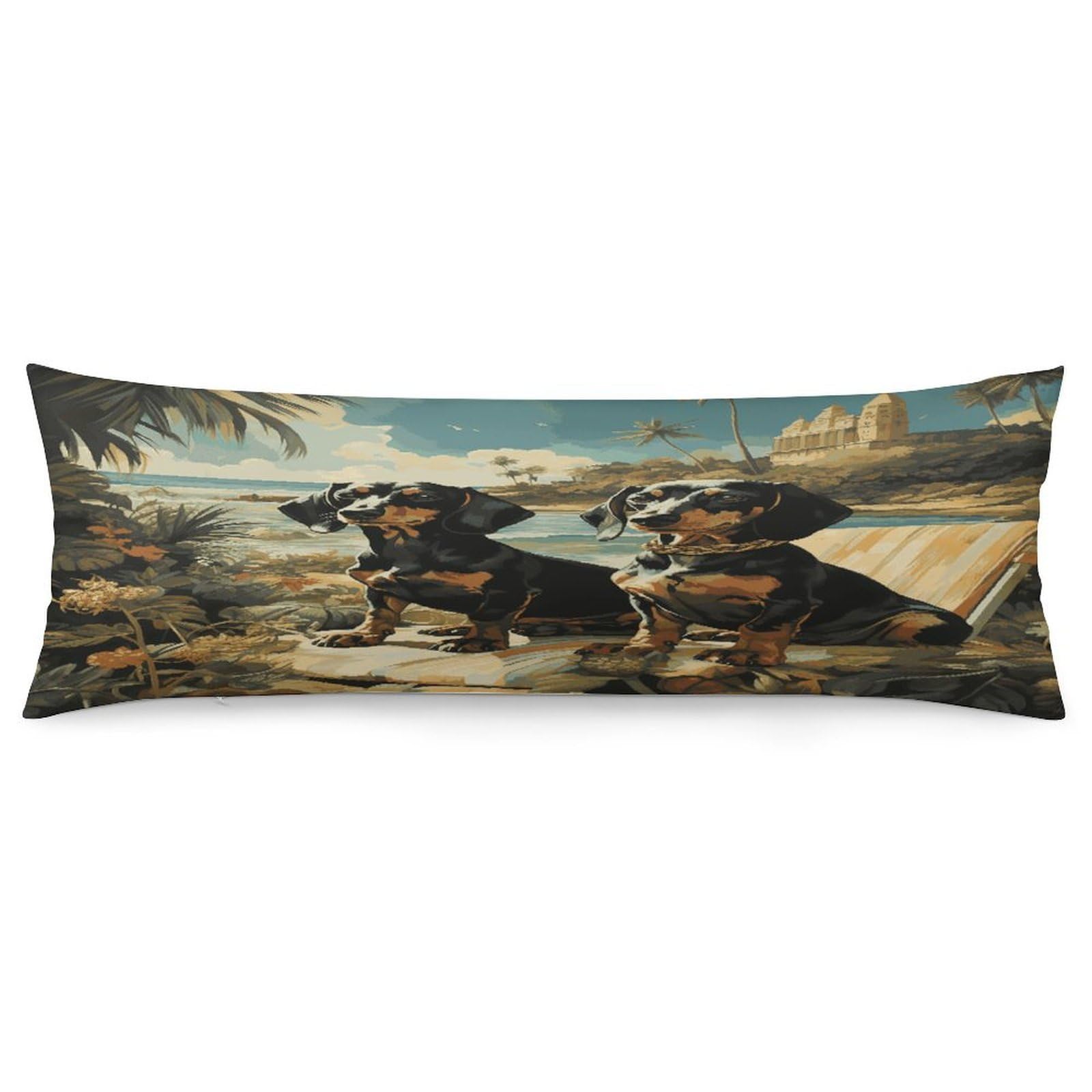 Dachshund Dog Bento Body Pillow Cover Soft Full Long Pillow Cover Decorative Large Pillow Case Cozy Body Pillow Pillowcase Pillow Shams for Bed Sofa Couch Room Decor 18.9 X 53 Inch