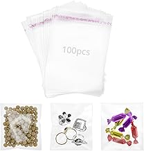 QWORK® 100 bolsas de celofán de 7 x 10 cm, bolsas de plástico transparente autoadhesivas, para empaquetar joyas, jabones, tarjetas