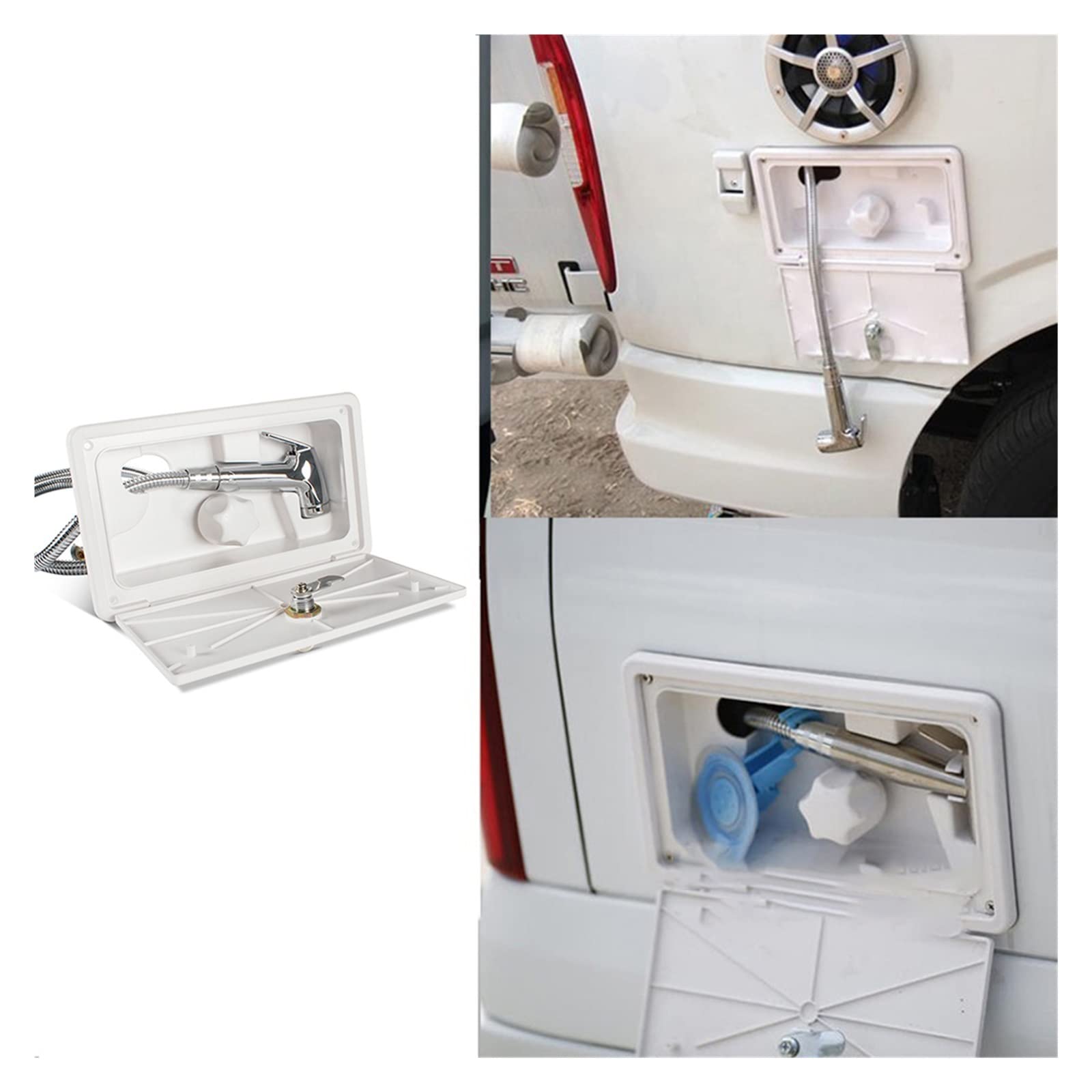 Kit de caja de ducha Exterior externa ajustable for caravana con candado, barco, Camper marino, autocaravana, accesorios for caravana(Bianco)