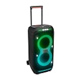 PartyBox Stage 320 - Portable Party Speaker with Telescopic Handle & Wide, Sturdy Wheels, Powerful JBL Pro Sound, Futuristic lightshow, Up to 18 Hours of Play time, Splash Proof (Black)