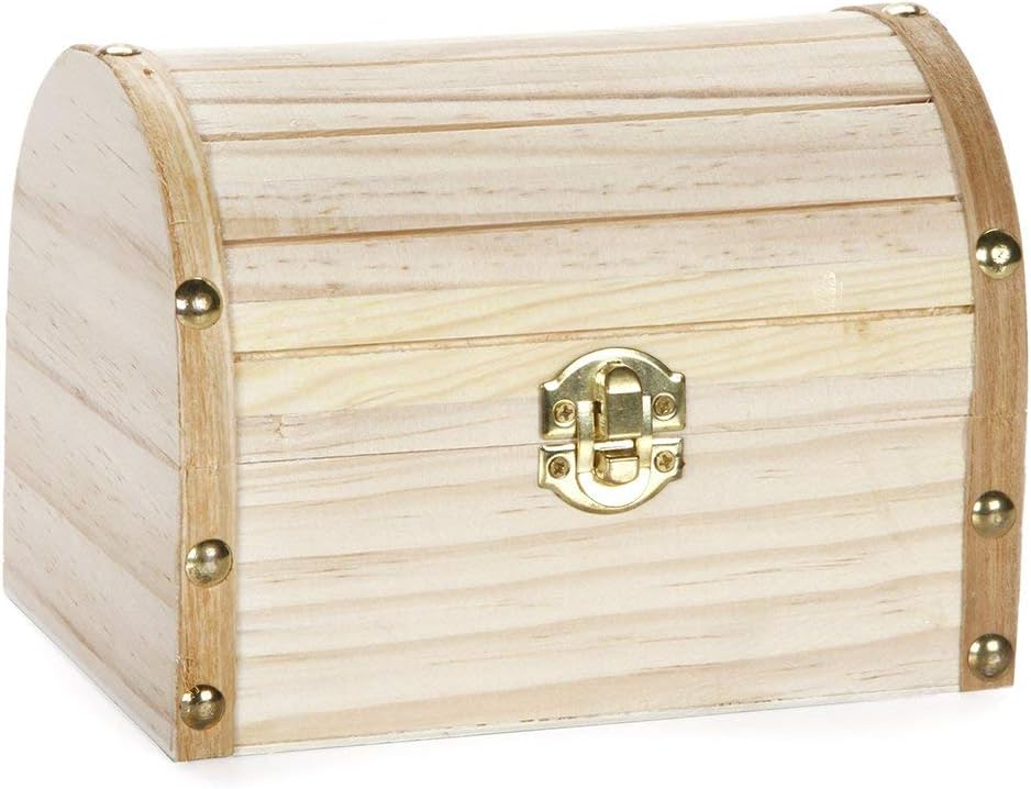 Darice Wood Chest Hinged with Clasp, 6.1 x 4.1 x 4.3-Inch, 6.1" x 4.1" x 4.3", Natural