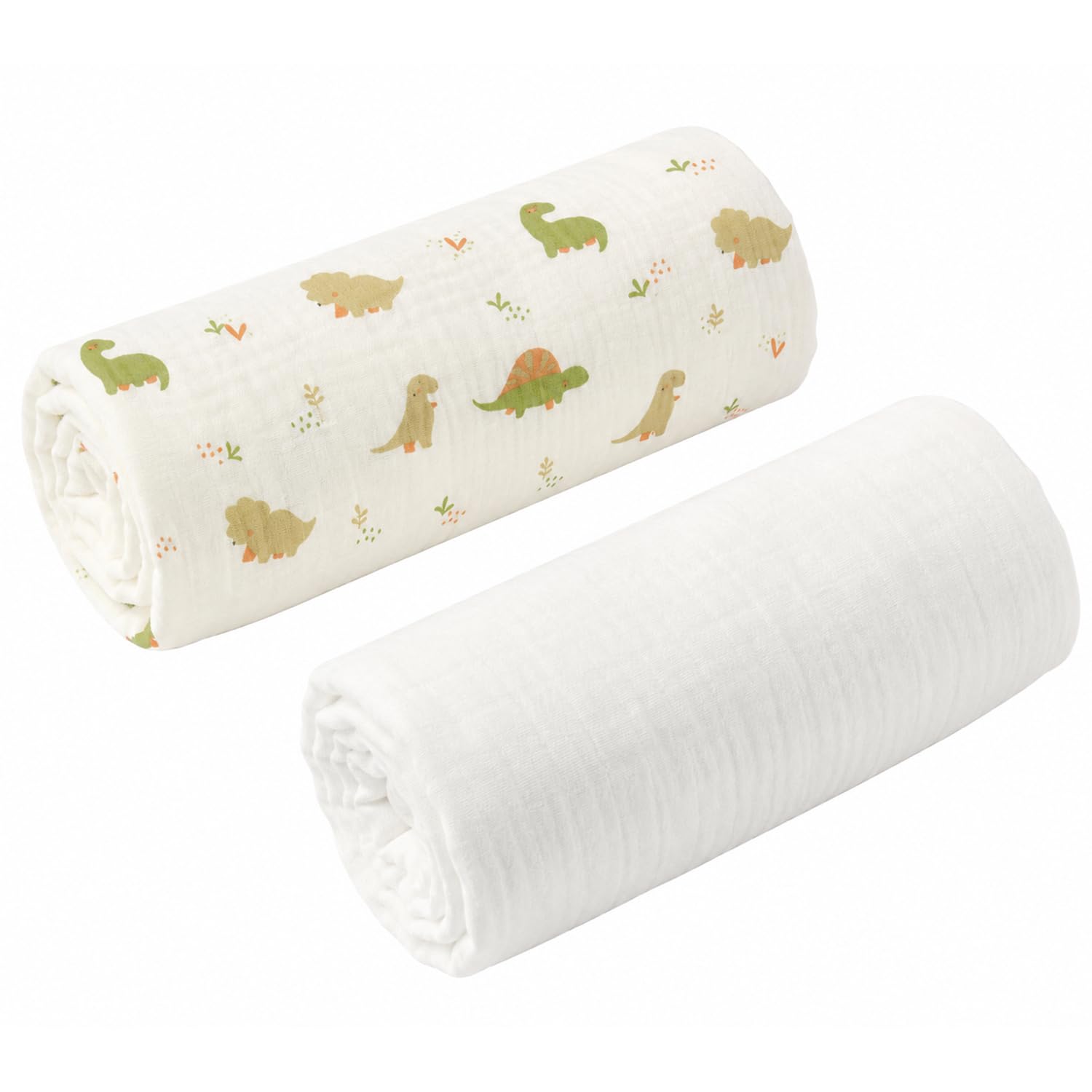 Sevira KIDS – Juego de 2 sábanas funda para cuna de gasa de algodón Dino – 70 x 30 cm Made in France