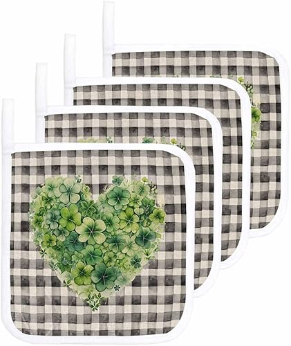 Miniatura 8 de 2 Packs St. Patrick's Day Pot Holders Sets for Kitchen,Oven Pan Plate Bowl Pads Heat Proof Mat with Hanging Loop,Terry Cloth Potholders Soft Grip