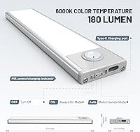 Vista 5 de Paquete de 6 luces inalámbricas para debajo del gabinete, 32 luces LED recargables con sensor de movimiento para interiores, luces magnéticas