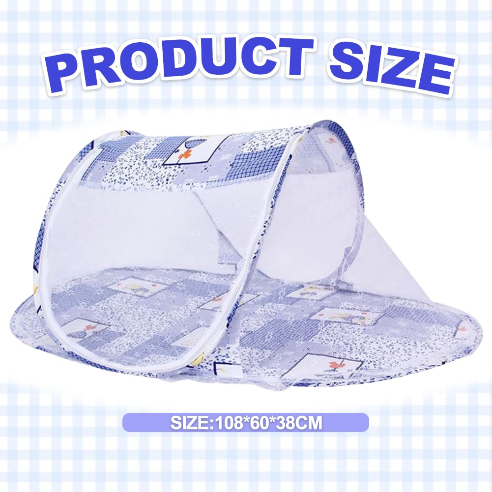 Zanzariere per Culla, Zanzariera Lettino Bebè Pieghevole Tenda Anti Zanzare per Culla da Viaggio Portatile Zanzariera Pieghevole Tenda da Viaggio per Famiglia Viaggi All'Aperto( 108 x 60 x 38cm)(Blu)