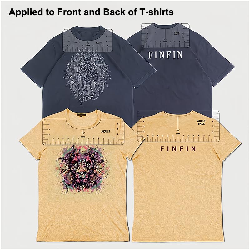 8Pcs Tshirt Ruler Guide to Center, PVC Shirt Measurement DTF Template Tool for Alignment, Heat Press Sublimation, HTV Transfer, Craft Sewing Supplies and Accessories, Front and Back Measurement - Image 6