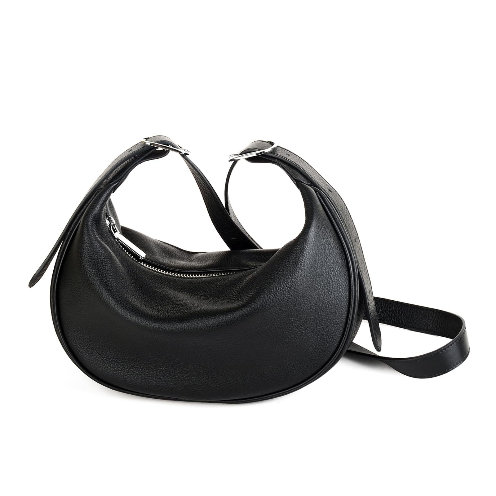 DONNAIN Crossbody Bag Damen Leder, Moon Bag, kleine Umhängetasche
