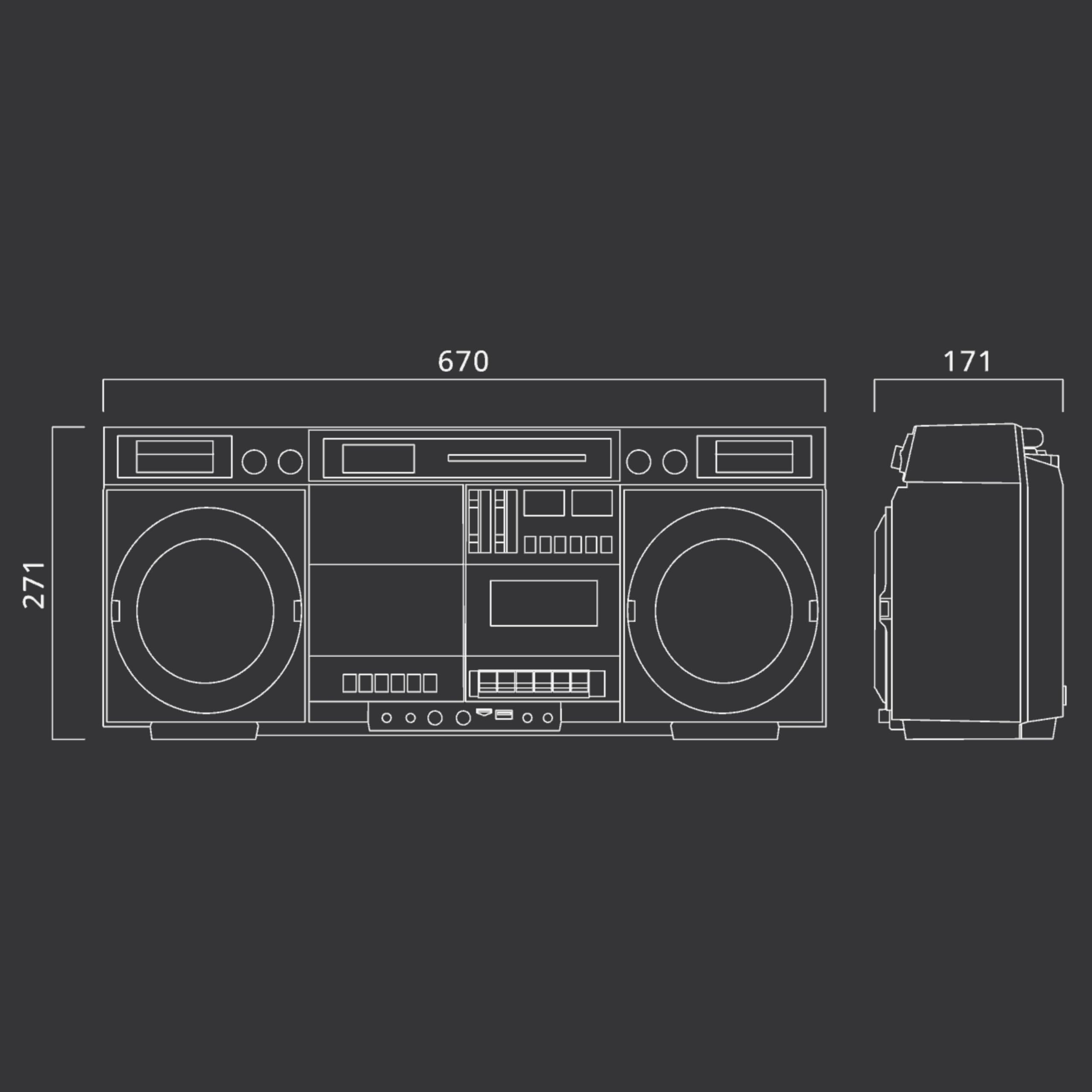 -Tuner analog FM - Lecteur CD/CD-R/RW - Lecteur et enregistreur de cass MUSE - M380GB