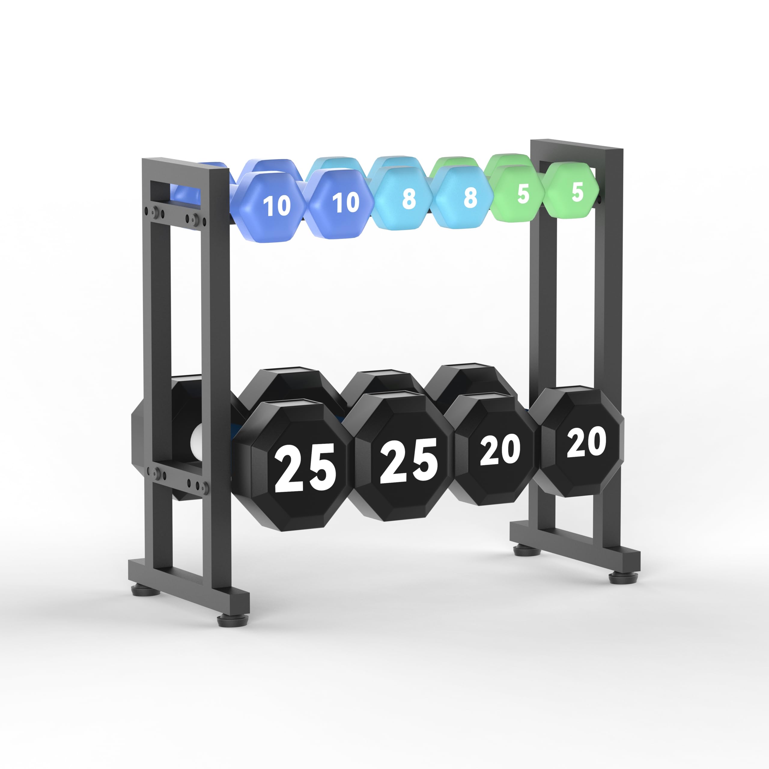 Dumbbell Rack, Weight Rack for Home Gym, 2-Tier 18 Inch Adjustable 250LB Capacity Dumbbell Rack, Compact Home Gym Organizer for Dumbbells, Kettlebells, Weight Plates (Rack Only)