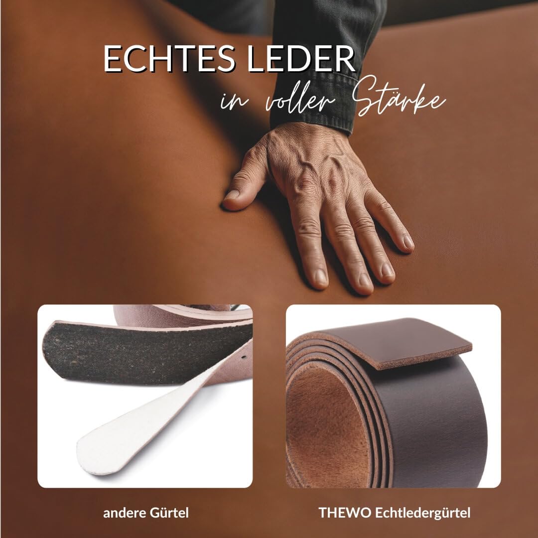 Thielemann THEWO Damen Ledergürtel, Gürtel für Herren 3 cm breit, kürzbar, Echtleder Gürtel mit Schnalle für Jeans, Anzughose, 85 cm, 90 cm, 95 cm, 100 cm,105 cm,110 cm,115 cm