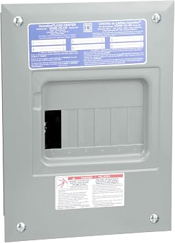 Square D by Schneider Electric Homeline 100 Amp Indoor Main Lug Load Center, Circuit Breaker Box, 6-Space 12-Circuit, 120/240 VAC, UL Listed, Indoor Use Only HOM612L100FCP