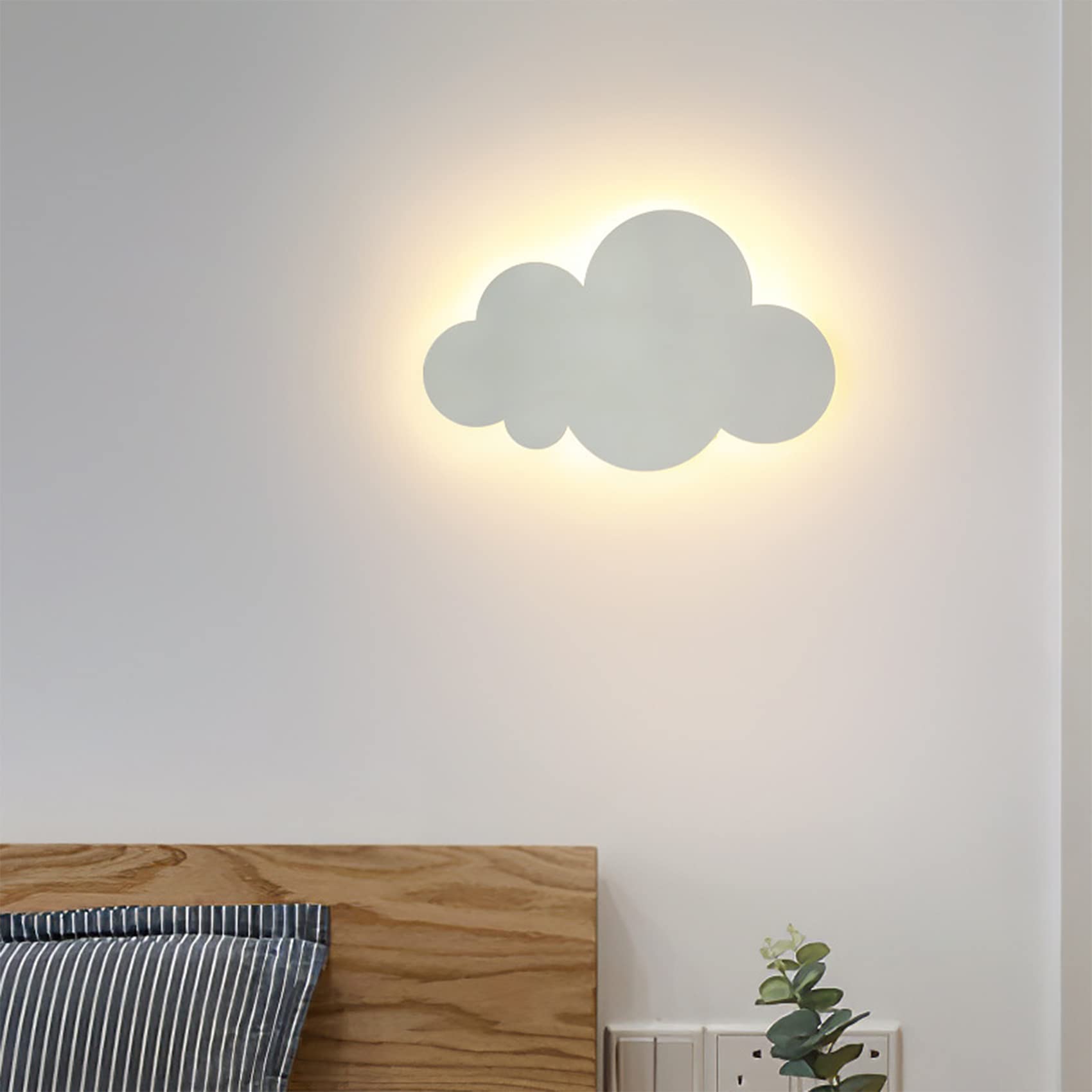 Lampada da parete per interni a forma di nuvola, applique da parete in acrilico nuvola bianca, lampada da parete a LED 18 W, applique da parete per bambini, applique art deco per soggiorno