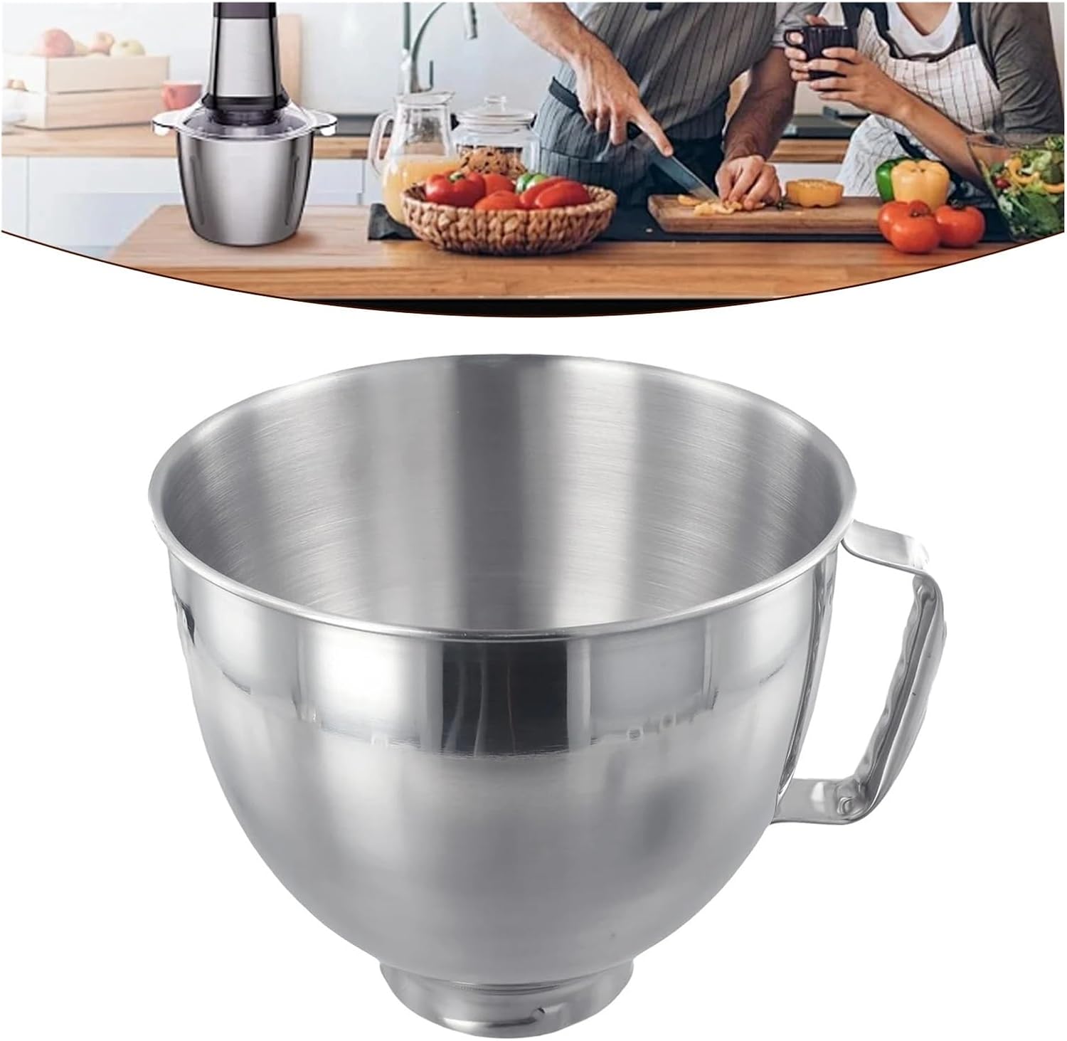 Premium Stainless Steel Mixing Bowl，Compatible For KitchenAid，Stand Mixers 4.5QT 5QT Home Appliance Replacement Part Kitchen Accessories