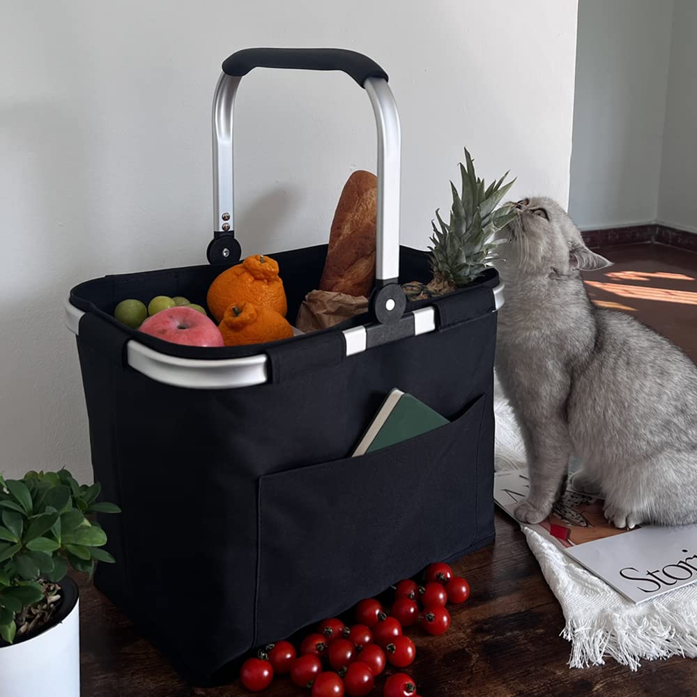 Cestino Pieghevole 30L Per La Spesa: Borsa Termica Isotermica Con Manici Imbottiti E Telaio In Alluminio, Impermeabile, Per Fare La Spesa, Picnic, Campeggio E Viaggi - 3