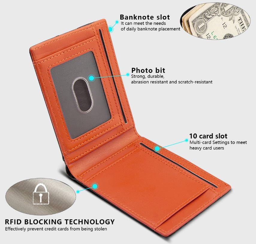 Men's RFID Blocking Wallet Short Tri-Fold Design Anti-Theft Card Holder with Multiple Slots for Daily Use Travel3