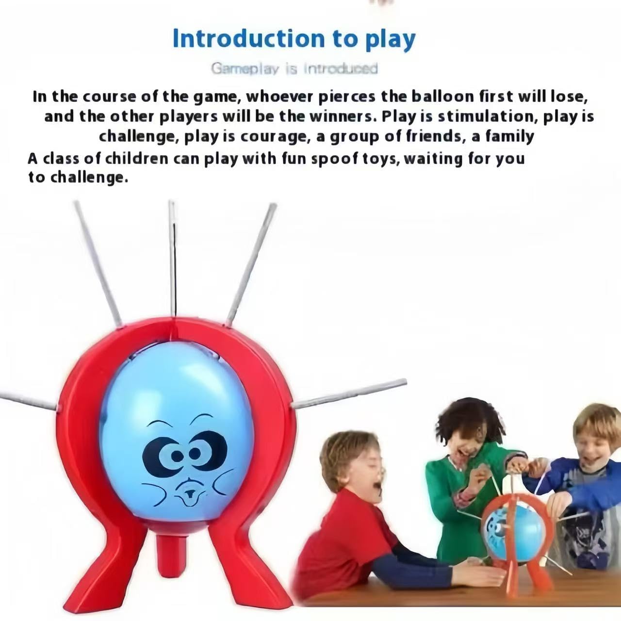 Balloon Blast - Juego de mesa divertido para la familia con 10 globos, 9 palos, dados, soporte, marco rojo
