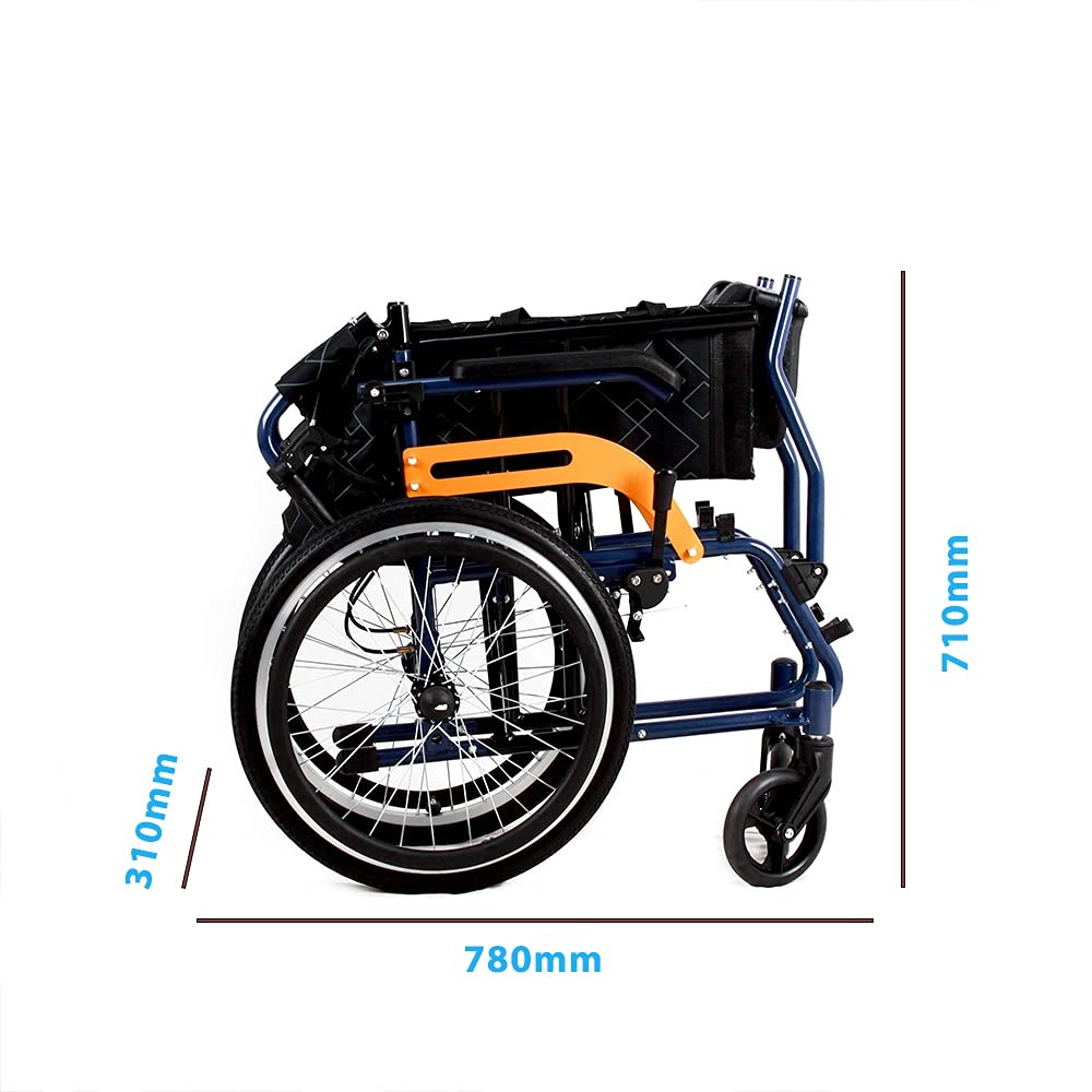 Silla de ruedas de aluminio autopropulsada manual y plegable ligera con ruedas de liberación rápida, marco plateado, ayuda de movilidad para viajes, silla cómoda propulsada por asistente