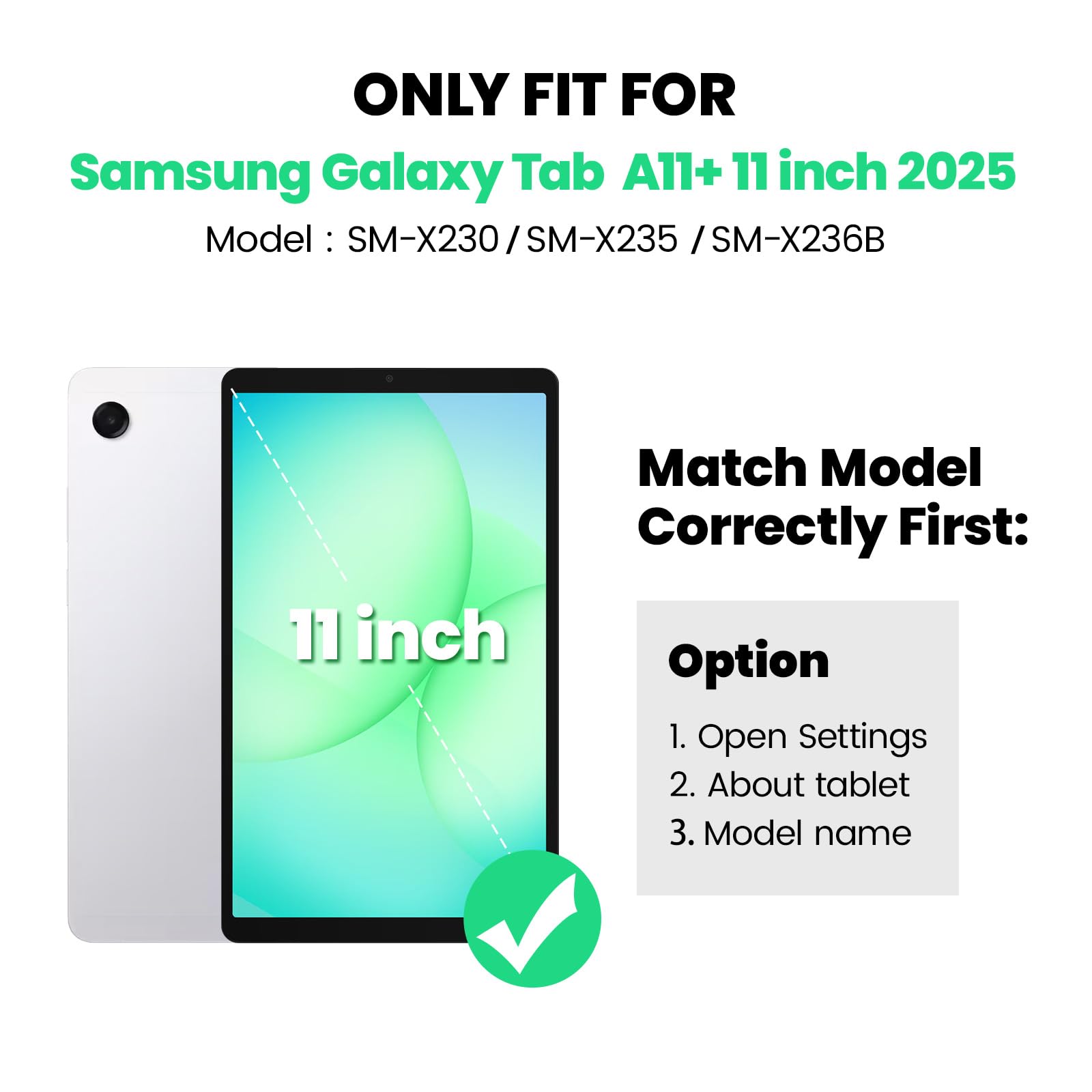 SEYMAC Hülle für Samsung Galaxy Tab A11 Plus 11 Zoll 2025 (SM-X230/X235/X236), Stoßfeste Tab A11+ Hülle mit Displayschutz, 360° Drehbarer Ständer/Handschlaufe, Schultergurt, Stifthalter, Schwarz