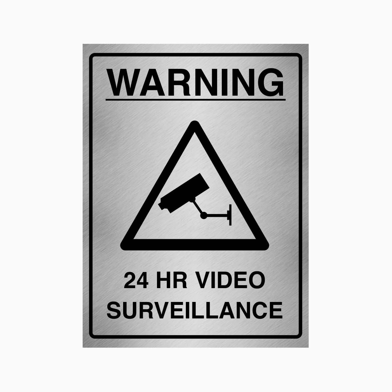 WARNING 24 HR VIDEO SURVEILLANCE Sign, 12x8 Metal Tin Sign, round-the-clock surveillance notice for premises.