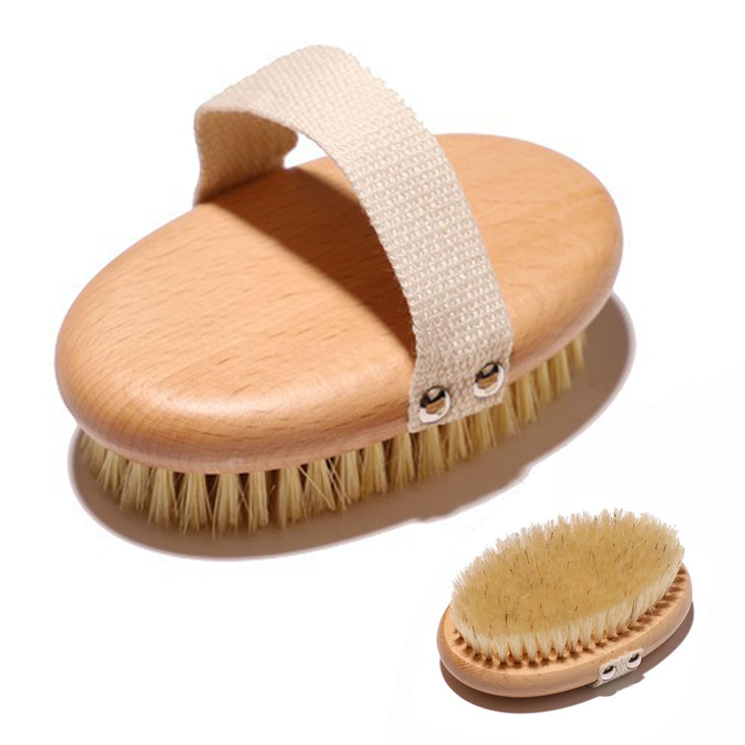 Wzenclave Cepillo Corporal Exfoliante 100% Natural con Mango de Bambú - Libre de Plástico, Cerdas Vegetales para Masaje en Seco, Reduce Celulitis y Mejora la Circulación