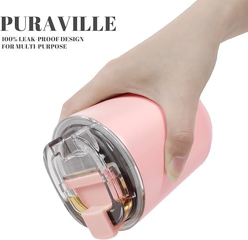 Miniatura 115 de Puraville Insulated Tumblers with Lid, 14 oz Travel Coffee Mug Stainless Steel Vacuum Cup, Leak Proof Reusable Double Walled Coffee Tumbler for Iced