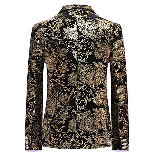 Boyland Boys Jacquard Suit Slim Fit Tuxedo Suits Jacquard Notch Lapel Tux Jacket Pants Party Formal Wear Golden Black #TOP2