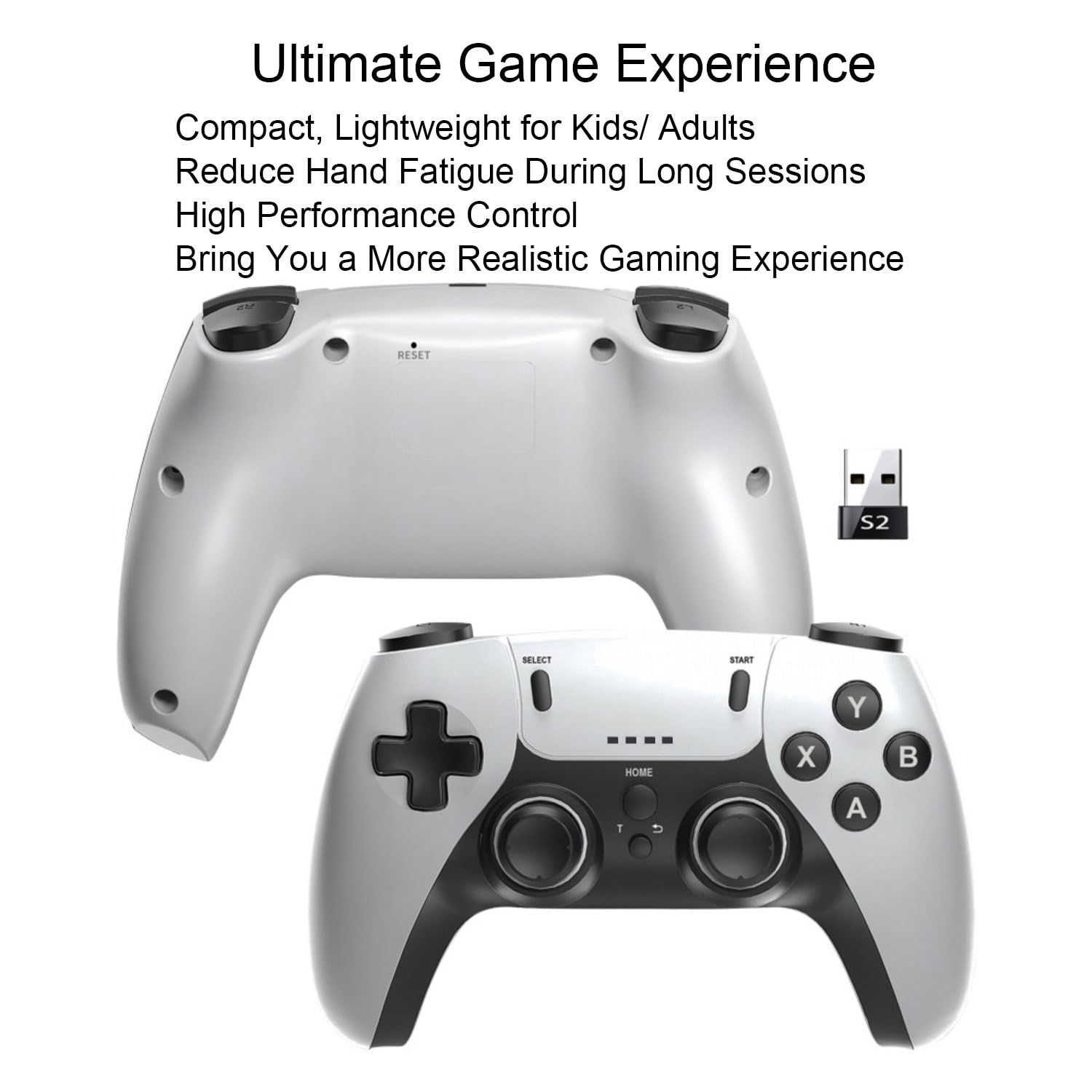 Paquete de 2 controladores inalámbricos para Windows PC/Raspberry Pi/Stick/TV/Game Box, mando a distancia recargable con Turbo para emulador de computadora portátil, Roblox, Steam, RetroPie, RecalBox