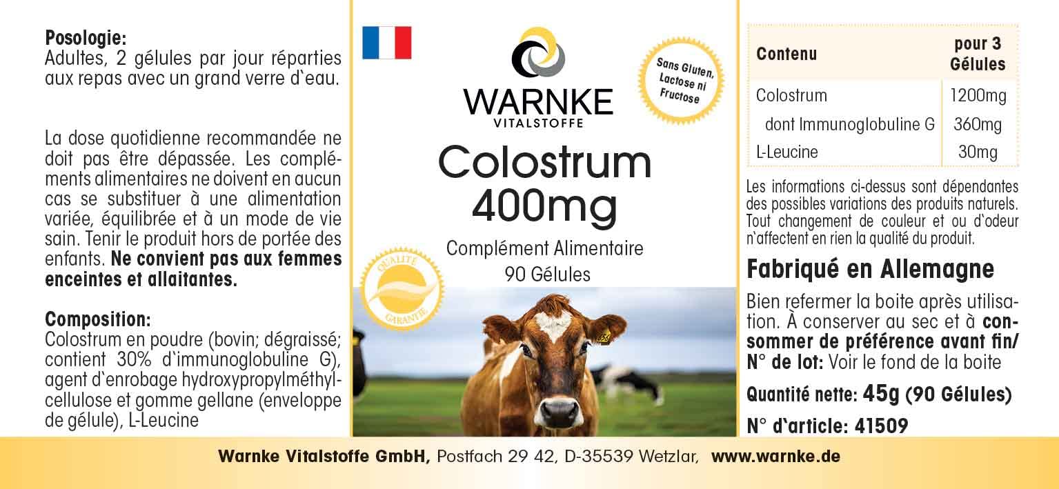 Colostrum Kapseln 400mg - 90 Kapseln - schluckfreundlich - Aminosäuren und Immunglobuline | Warnke Vitalstoffe - Deutsche Apothekenqualität (Packung mit 2)