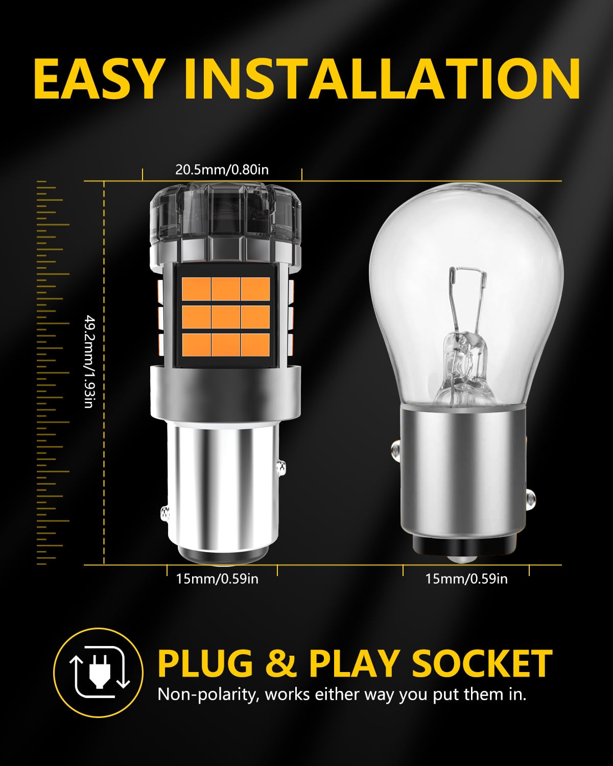 P21/5W 1157 BAY15D Ampoules LED 100% Canbus Sans Erreur - 6500K Blanc Super Lumineuses 4800LM - Remplacement Feu Recul, Freinage, Clignotant (Pack De 2)