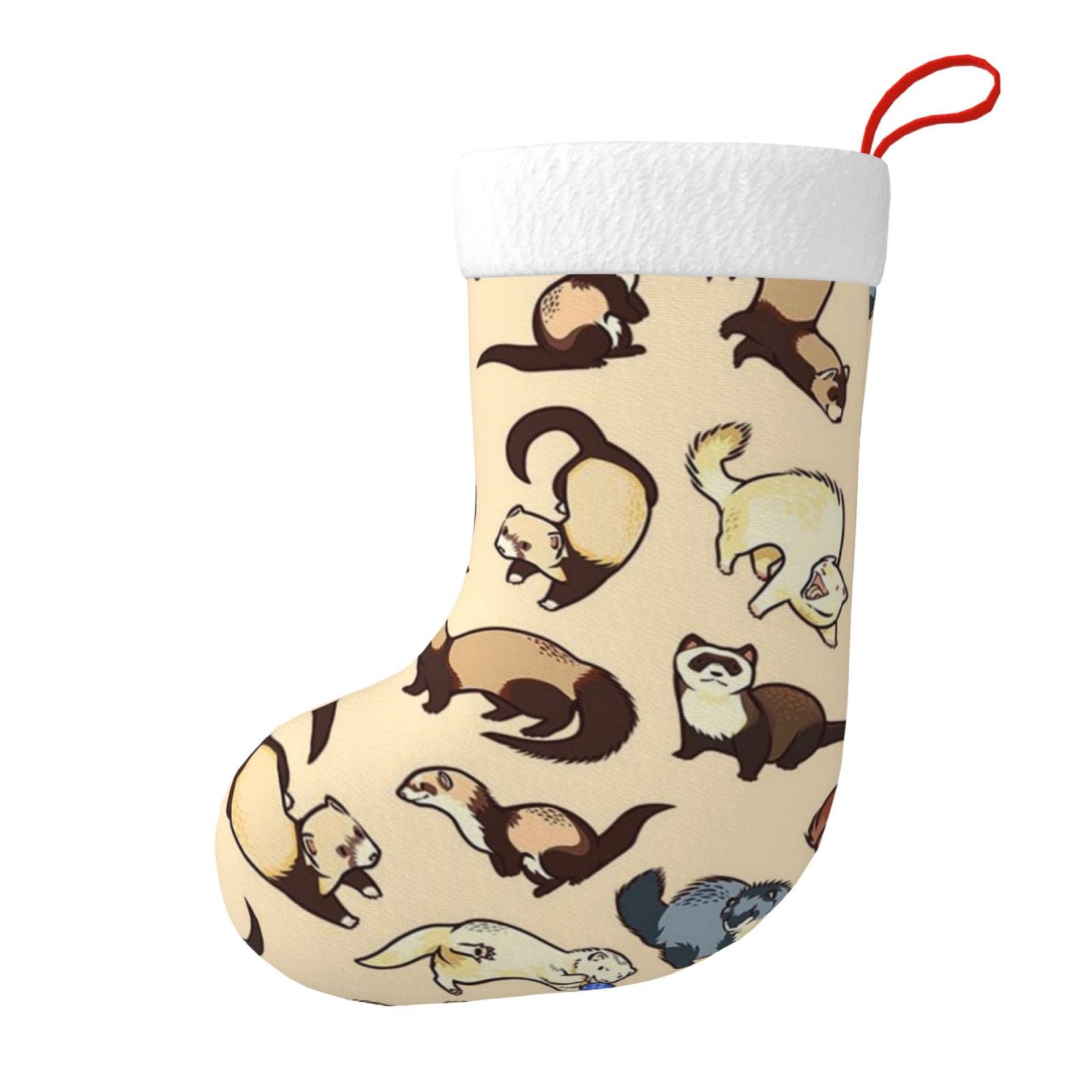 DNBCLEZK Hairy Ferret Christmas Stocking Large Santa Stocking, 17.7" Personalised Print Plush Xmas Decoration Stockings Ornaments
