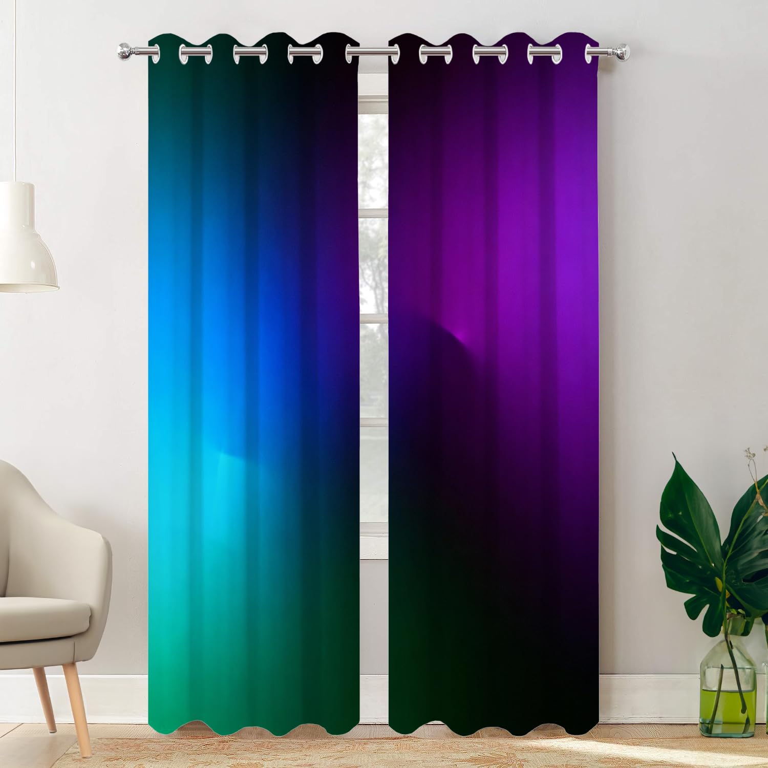 Rideaux occultants thermiques violets à œillets isolant du froid et du jour