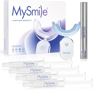 MySmile Deluxe 10-Min Teeth Whitening Kit: 35% Carbamide Peroxide Gel + 28 LED Light, Removes Coffee/Wine/Smoking Stains Fast