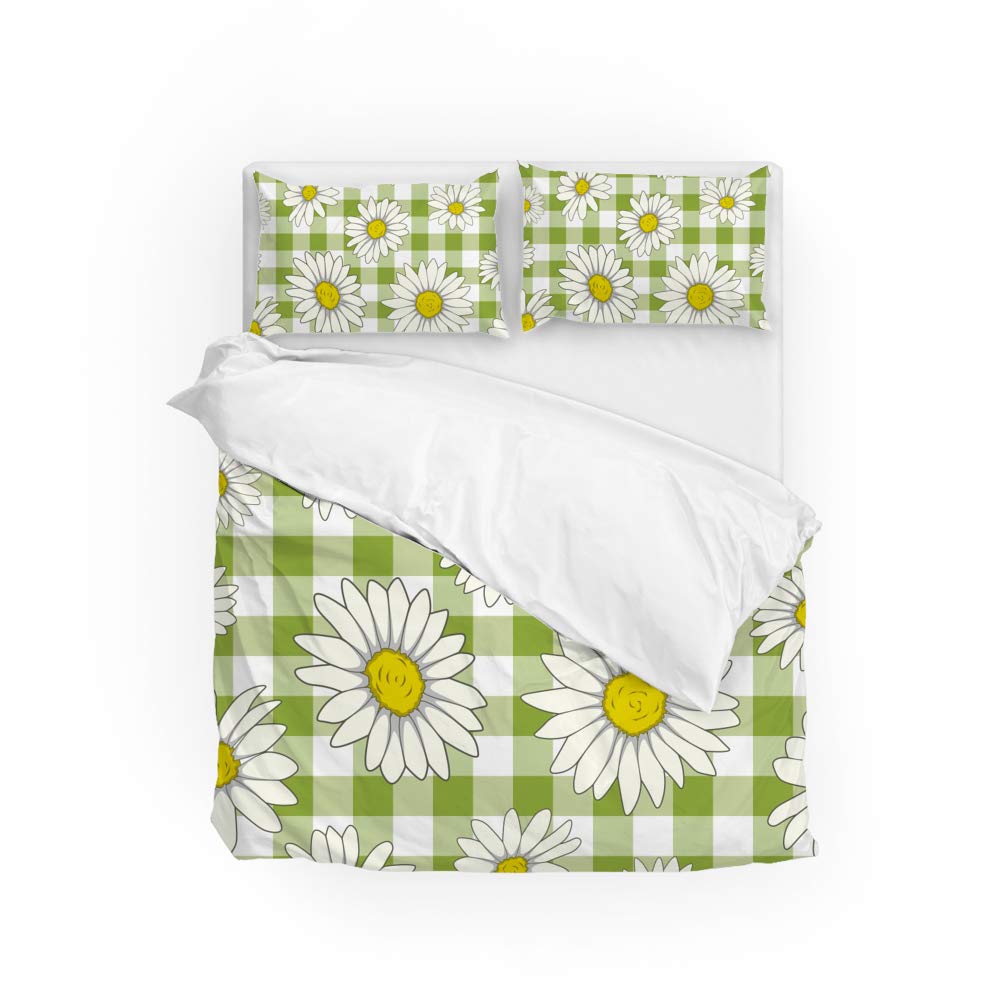Housse de couette Long Twin motif chrysanthème et 2 taies d'oreiller