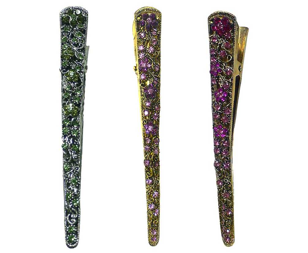 Set of 3 JCGY Alligator Strong Metal Hair Clips Long Duckbill Clips Beakclips for Hair Upstyling for Women Girls NM110-2-3nGgPurGfuchsia