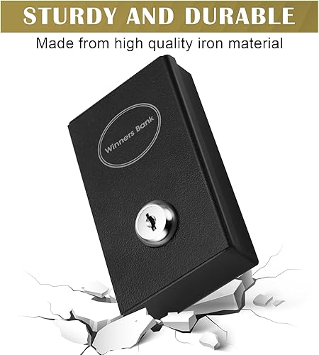 Miniatura 4 de Paquete de 2 cajas de metal portátiles para jugadores, caja de dinero de casino con 2 llaves, tamaño de bolsillo, caja fuerte para ahorrar dinero,