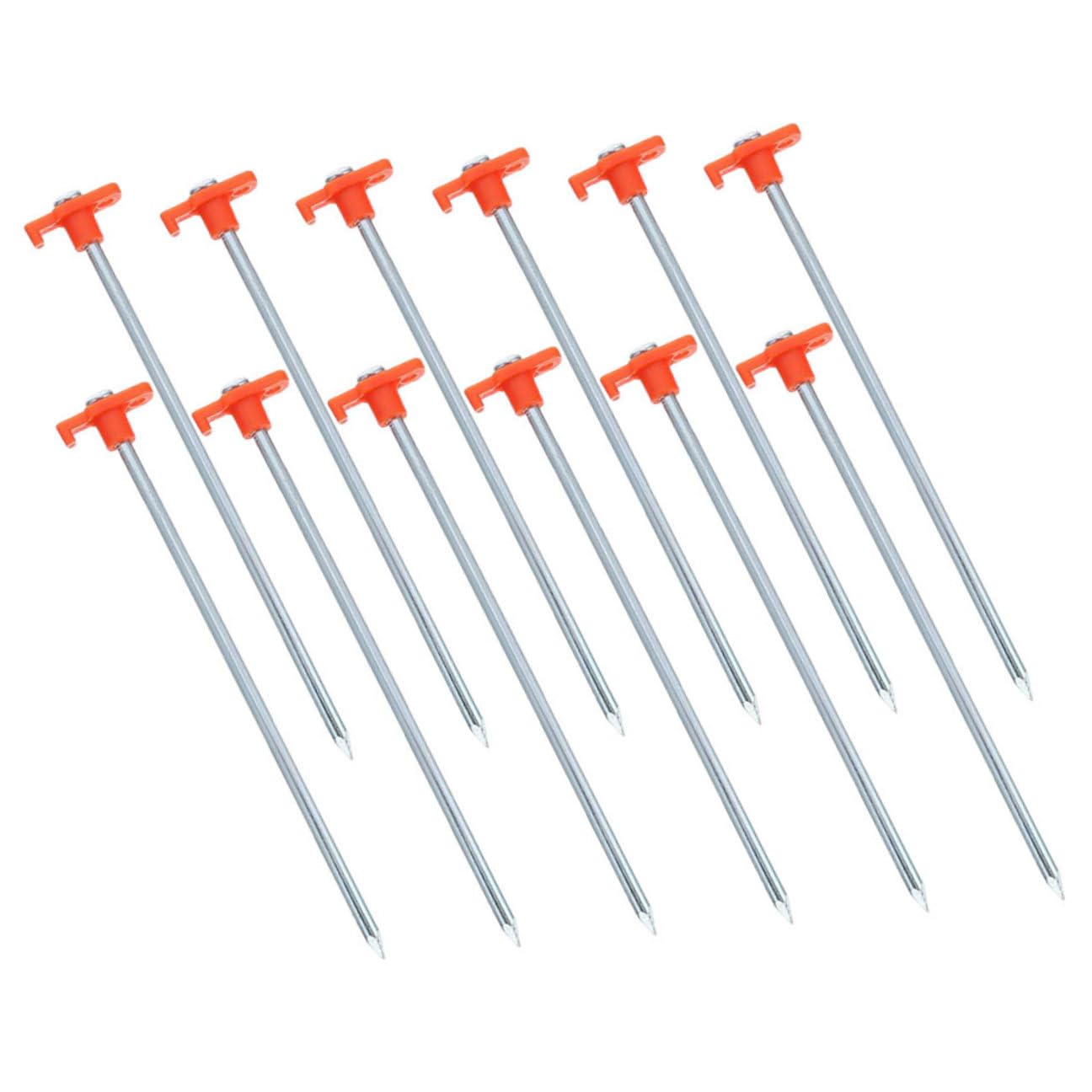 ifundom 12 Piezas Piquetas de Acero Reforzado para Tiendas y Toldos Estacas Largas para Suelo Duro Arena y Camping Anclajes Resistentes al Viento para Actividades al Aire