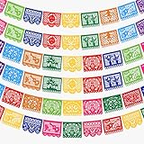 6 Pack Mexican Party Banner Mega Set, 108 FT Long Plastic Papel Picado Fiesta Decorations, Cinco de Mayo & Day of the Dead Dia De Los Muertos Banner, Large Party Banner for Backyard Restaurant Classroom Event Decor