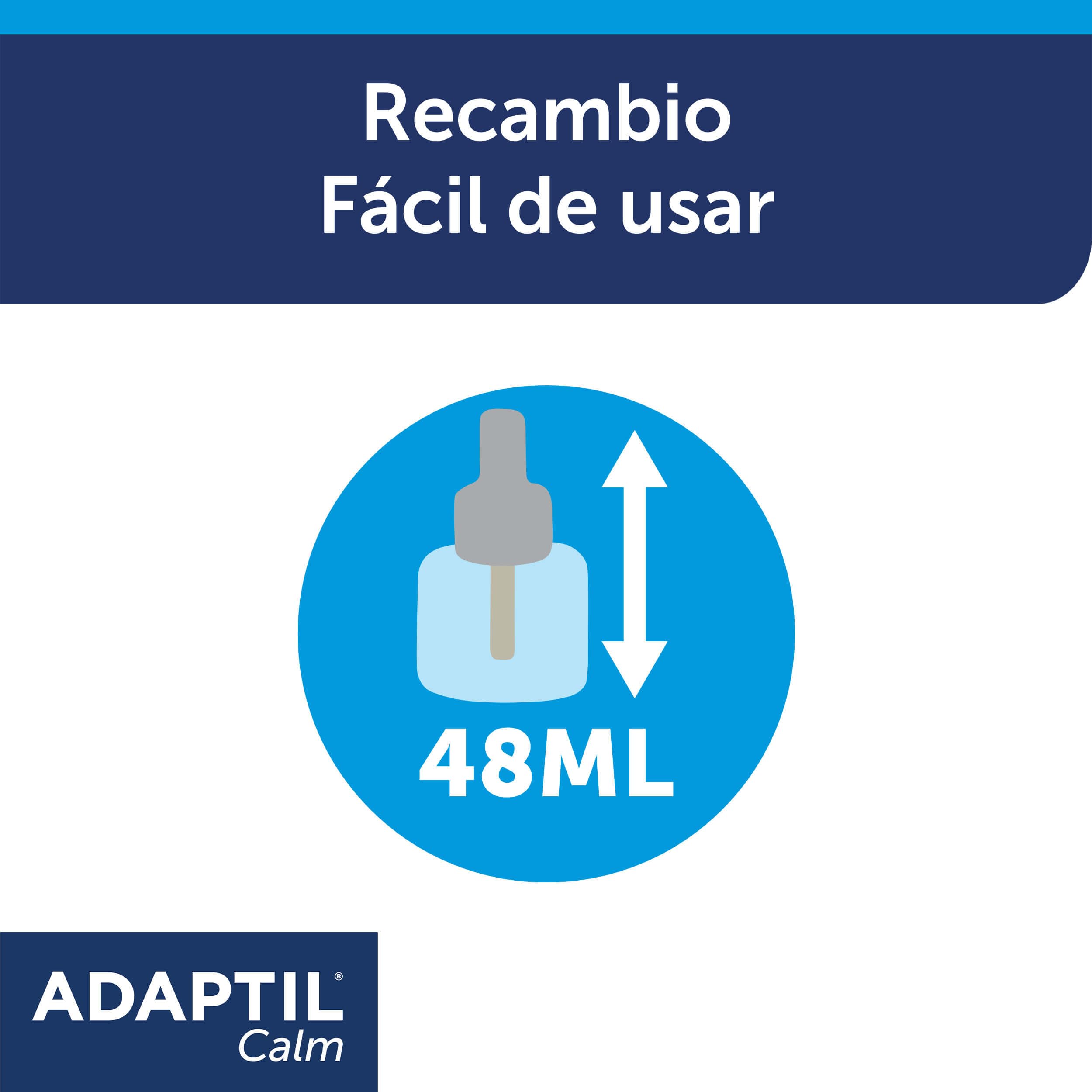 ADAPTIL Calm - Antiestrés para perros - Solo en casa, Miedos, Ruidos fuertes, Adopción - Recambio 48ml