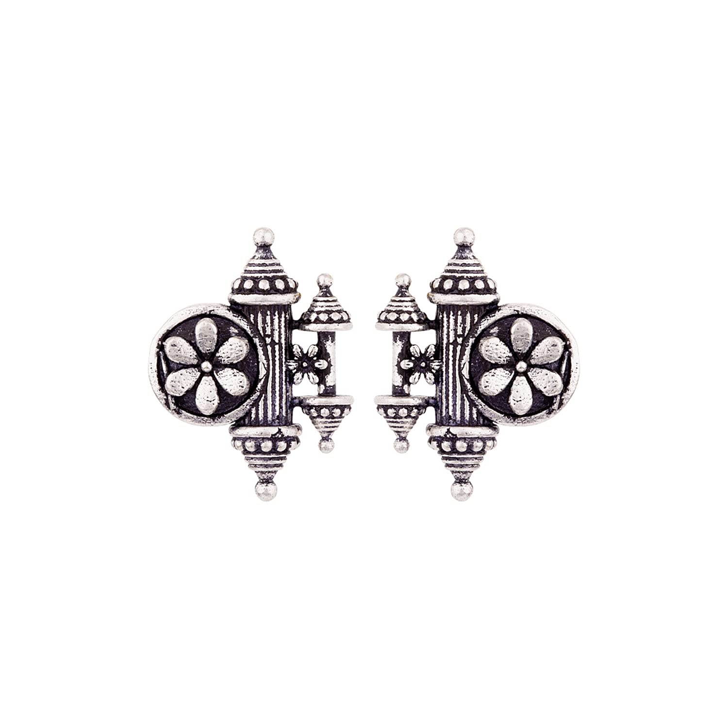 Voylla Oxidised Silver Brass Floral Motif Embossed Boho/Tribal Look Earrings for Women and Girls (B07W84T385) Amazon Price History, Amazon Price Tracker
