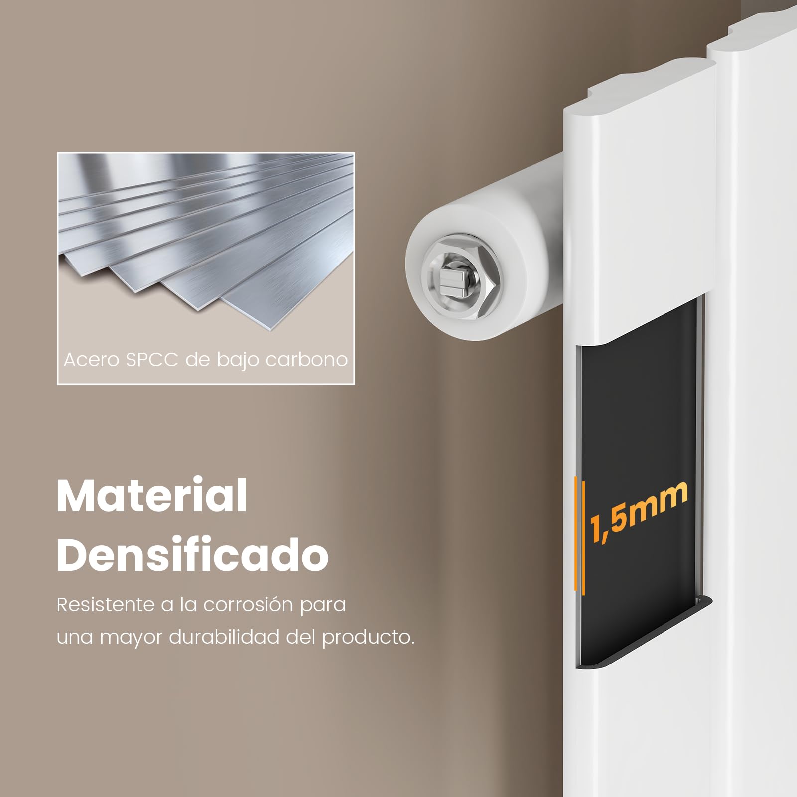 EMKE Radiador de agua caliente 60x30 cm, Radiador plano de solo capa con conexión central, Diseño montaje vertical en pared, Blanco