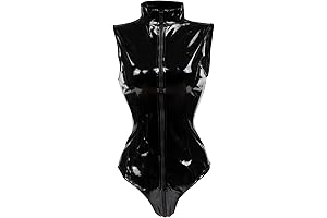 Sexy Wet Look Red Leather Jumpsuit