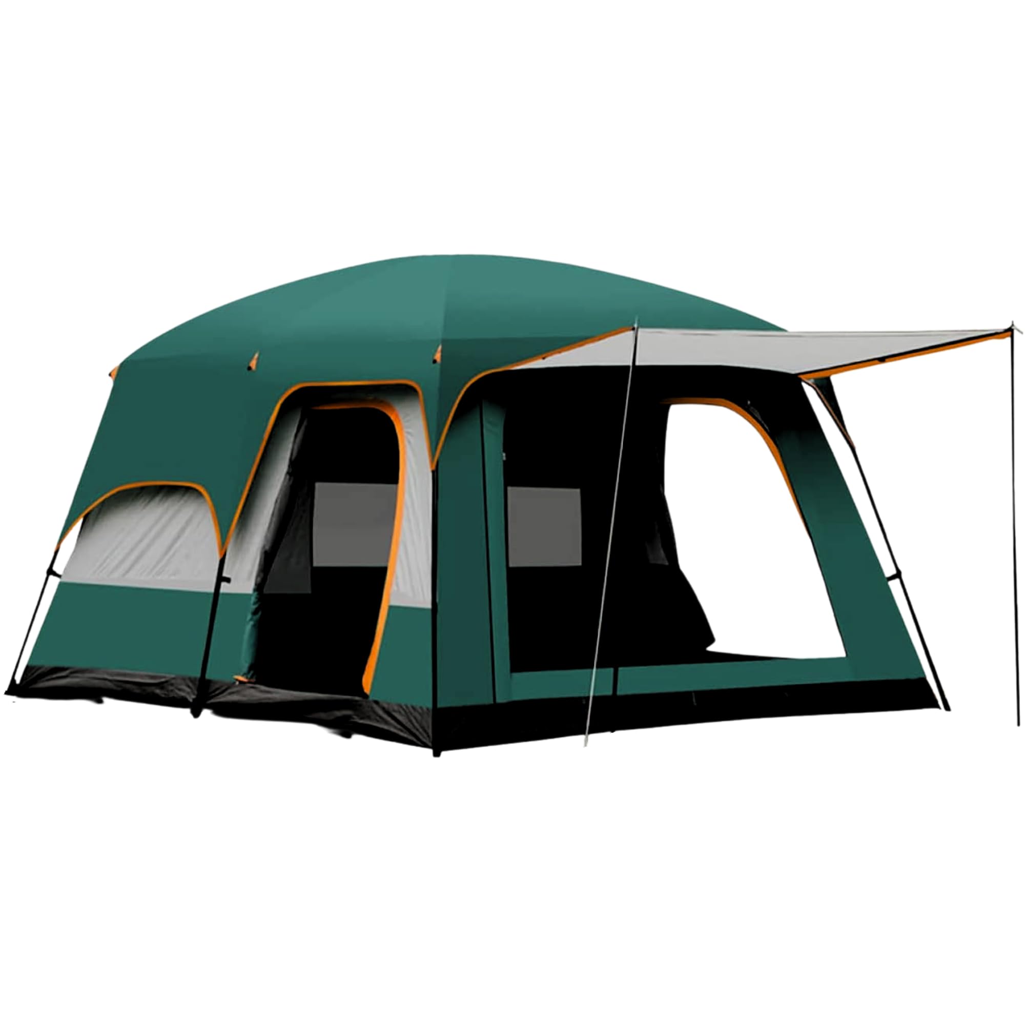 ORZEL Casa de Campaña 6 a 8 Personas, Carpa de Acampar Familiar Impermeable con 2 Habitaciones y Toldo, Tienda de Campaña para Camping y Exteriores 300x190 cm, Verde
