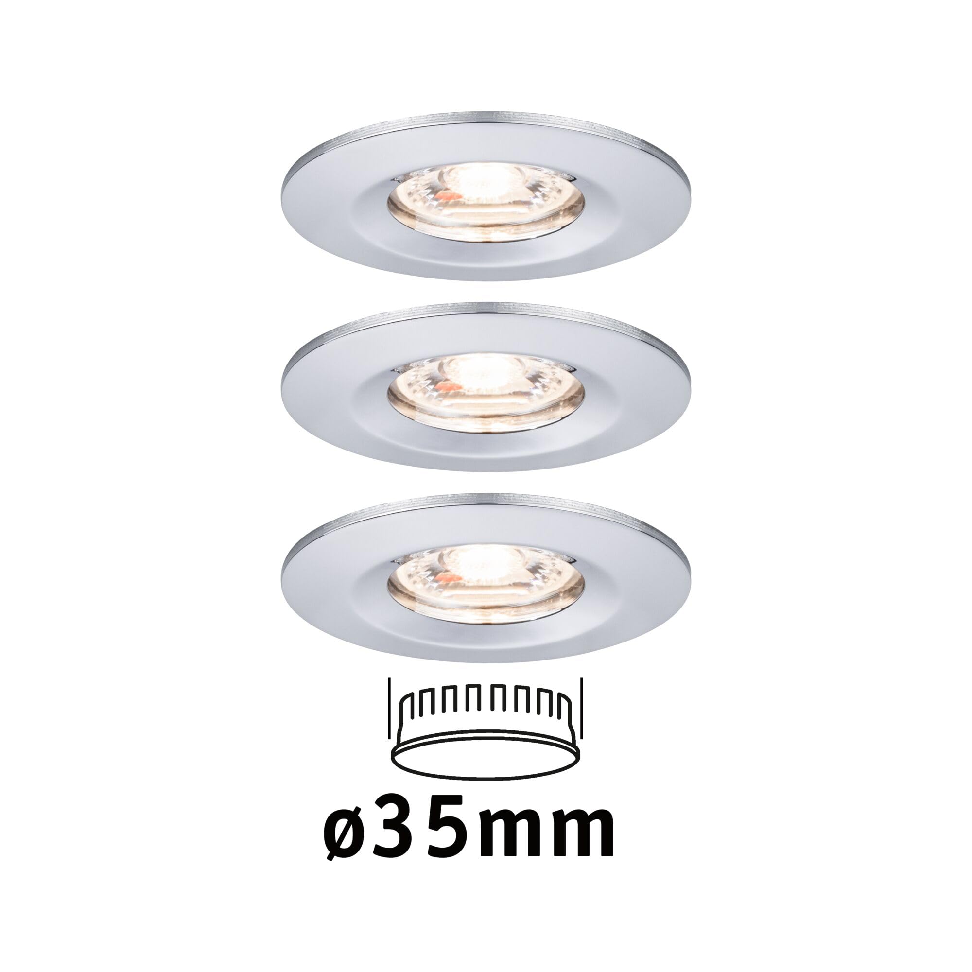 Paulmann 94303 Nova Mini LED oprawa do zabudowy Coin, okrągła, nieruchoma, 3x4W, chrom, 2700K