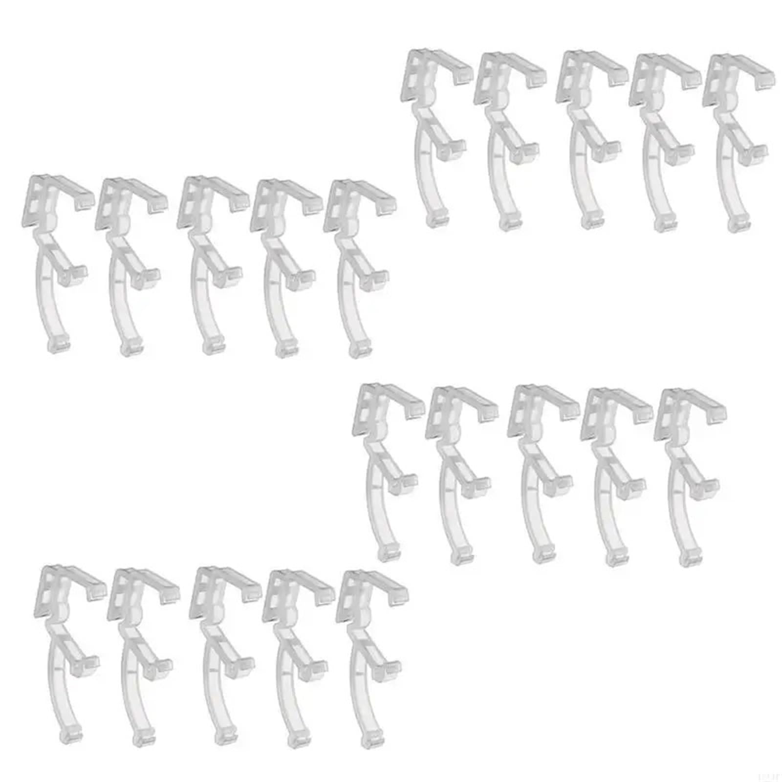 20 Pcs Multipurpose Clear Valance Clips for Blinds 2Inch Plastic Hook for Horizontal Blind For Door