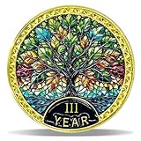 3 Year Radiant Tree Sobriety Coin – Stained Glass Light NA Medallion – Spiritual Token for Recovery & Clean Time – Empowering NA AA Chips – Gift for Men & Women