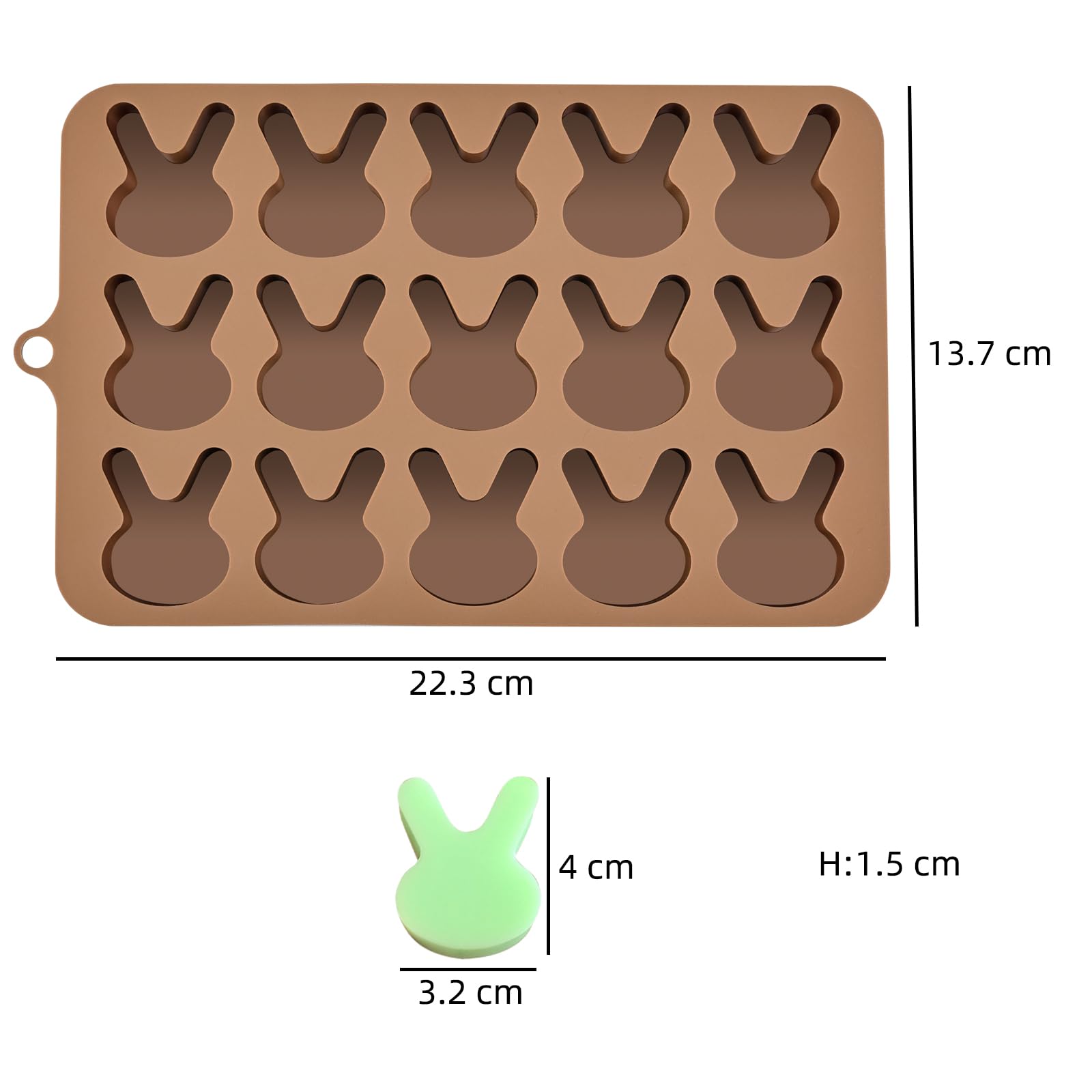 BFJ Easter Bunny Moulds 2pcs Silicone Chocolate Mould Rabbit Shape Easter Candy Mold 15 Cavity for Resin Soap Ice Cube Gummy Cupcake Decoration - Image 2