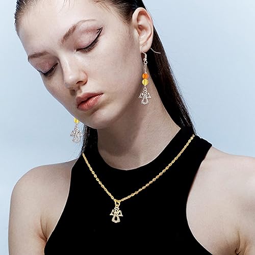 Miniatura 2 de PH PandaHall Dije de ángel de 20 piezas con diseño de alas de ángel, dije de corazón con diamantes de imitación de latón, micro pavé de circonita