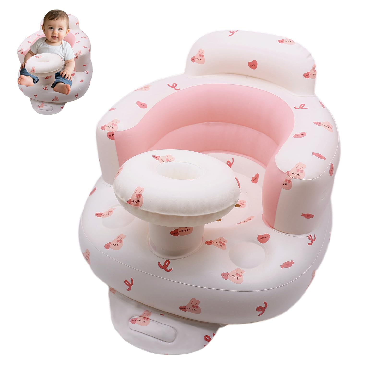 Seggiolino Gonfiabile Per Bambini Da 3 Mesi - Con Pompa Integrata, Design Orso, Multifunzione - Foto 3