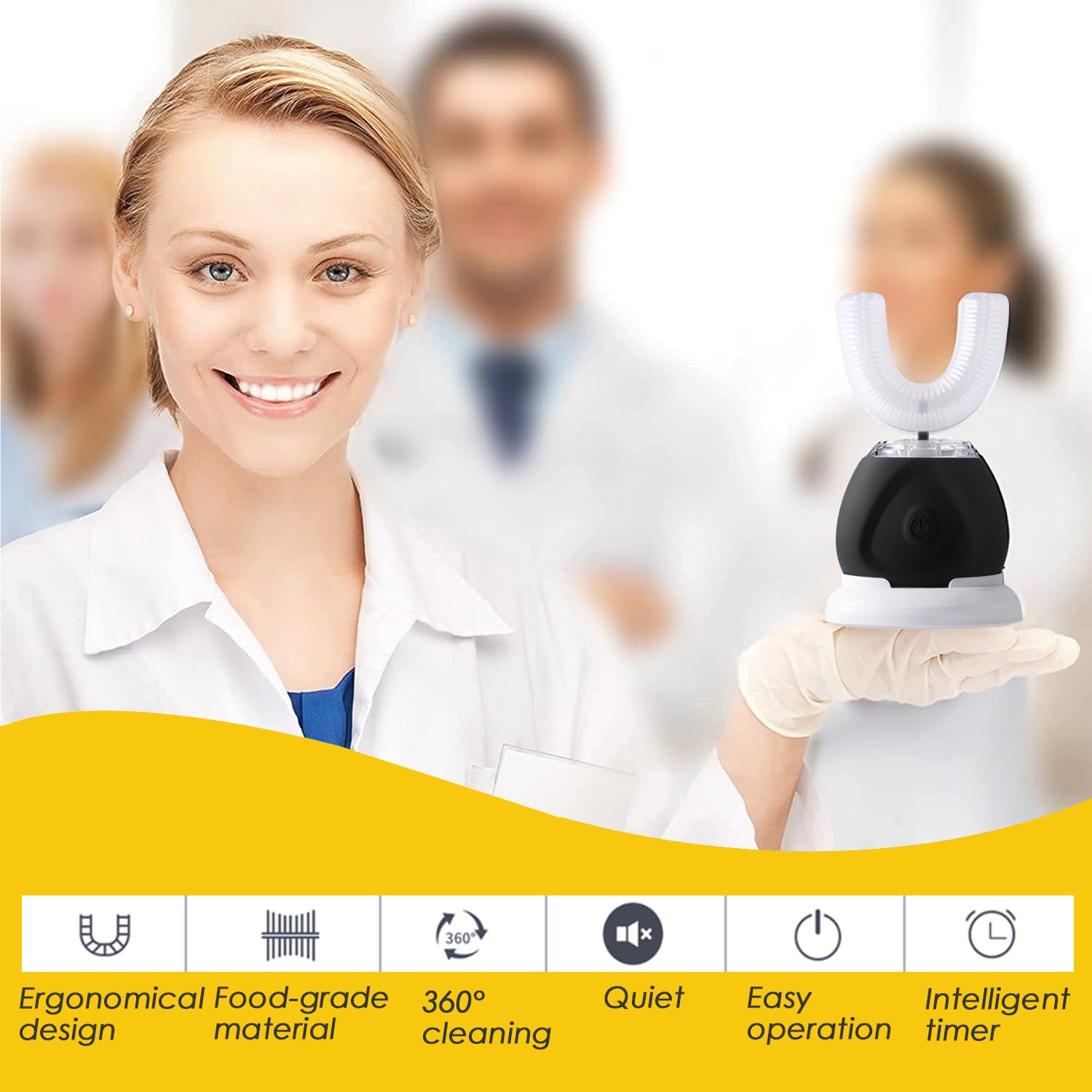 EITVLAGE 360 Ultrasonic Toothbrush, Automatic Toothbrushes Auto Sonic Tooth Brush, Teeth whitening Brush with Timer & Wireless Charging 360° Ultrasonic Electric Toothbrush for Adult