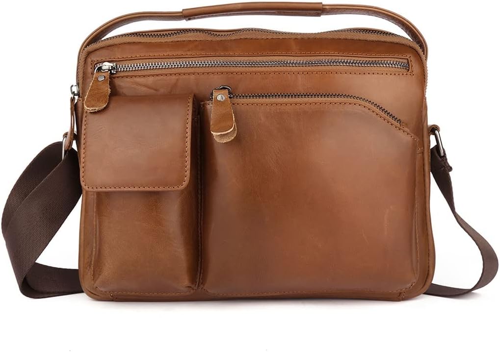 Leather Men's Shoulder Bag Vintage Messenger Bag Leather Men Handbag Business Crossbody Bags Tote